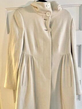 TED BAKER IVORY WOOL BUTTON NECK COAT NWOT